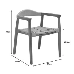 Πολυθρόνα Ganny teak ξύλο και pe σχοινί σε φυσική απόχρωση 61x58x71εκ **