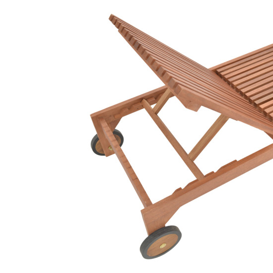 Ξαπλώστρα Sunnie meranti ξύλο σε φυσική απόχρωση 200x65x35εκ **