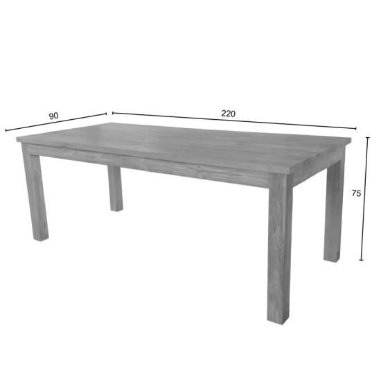 Τραπέζι Wooly teak ξύλο σε φυσική απόχρωση 220x90x75εκ **