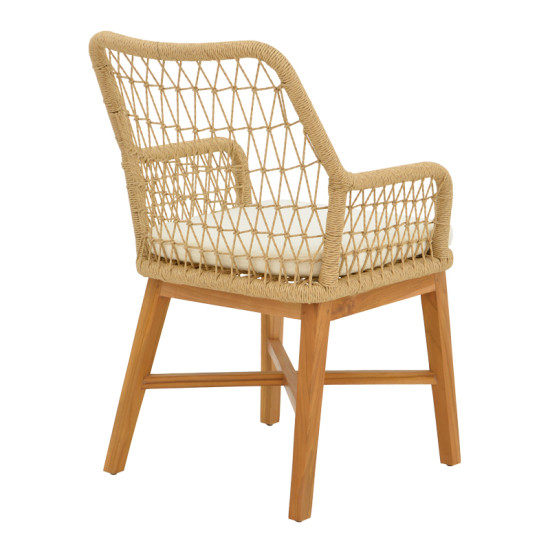 Τραπεζαρία 7τεμ Elaiza-Wooly teak ξύλο σε φυσική-μπεζ απόχρωση 220x90x75εκ **