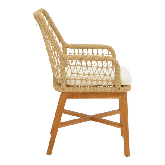 Τραπεζαρία 7τεμ Elaiza-Wooly teak ξύλο σε φυσική-μπεζ απόχρωση 220x90x75εκ **