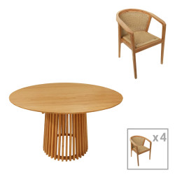 Τραπεζαρία Granny-Kenda I σετ 5τεμ σε φυσική-μπεζ απόχρωση Φ120x75εκ **