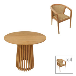 Τραπεζαρία Granny-Kenda Ι σετ 5τεμ σε φυσική-μπεζ απόχρωση Φ80x75εκ **