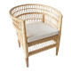 Πολυθρόνα Necorian paakoworld teak ξύλο με pe rattan σε φυσική απόχρωση και λευκό μαξιλάρι 80x70x87εκ **