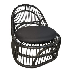 Πολυθρόνα Tromso paakoworld pe rattan σε μαύρη απόχρωση με μαύρο μαξιλάρι 80x85x98εκ **
