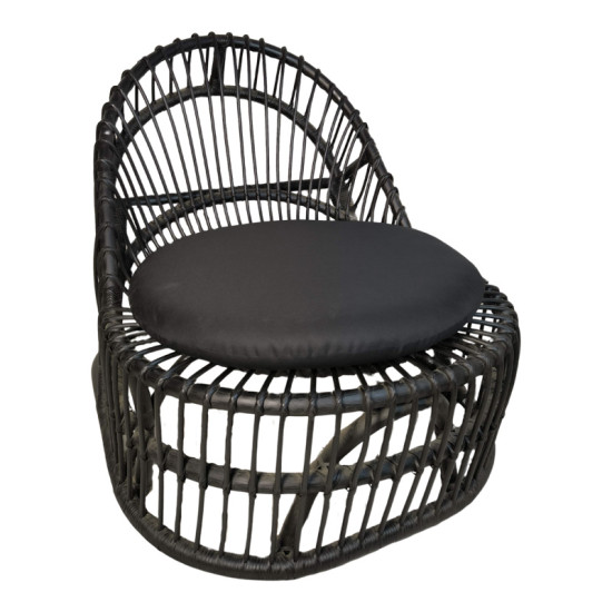 Πολυθρόνα Tromso paakoworld pe rattan σε μαύρη απόχρωση με μαύρο μαξιλάρι 80x85x98εκ **