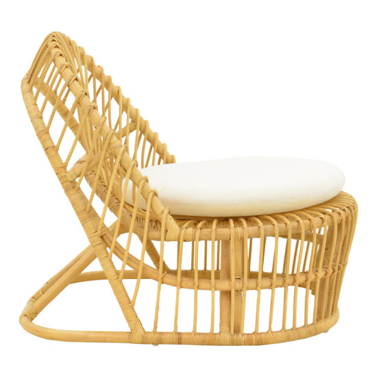 Πολυθρόνα Tromso paakoworld pe rattan σε φυσική απόχρωση με εκρού χρώμα μαξιλάρι 80x85x98εκ **