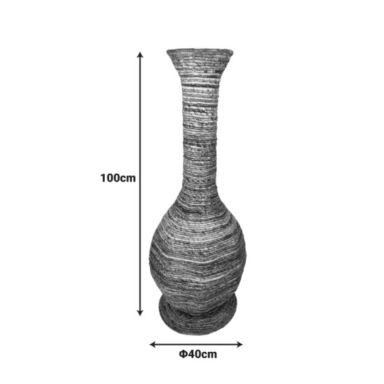 Διακοσμητικό βάζο Strail Inart banana rope σε φυσική απόχρωση Φ40x100εκ **