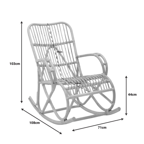 Κουνιστή πολυθρόνα Cormeny rattan σε φυσική απόχρωση 108x71x103εκ **