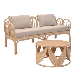 Σαλόνι Ytrone-Siderty σετ 2τεμ rattan σε φυσική απόχρωση **