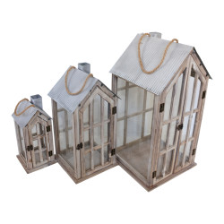 Φανάρια Bearie Inart σετ 3τεμ αλουμίνιο σε καφέ απόχρωση **