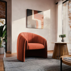 Πολυθρόνα Fassy μπουκλέ ύφασμα σε κεραμιδί απόχρωση 80x66x80εκ **