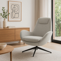 Πολυθρόνα περιστρεφόμενη Flago μπουκλέ ύφασμα σε ανοιχτή γκρι απόχρωση 85x88x103.5εκ ** Πολυθρόνα περιστρεφόμενη Flago μπουκλέ ύφασμα σε ανοιχτή γκρι απόχρωση 85x88x103.5εκ **