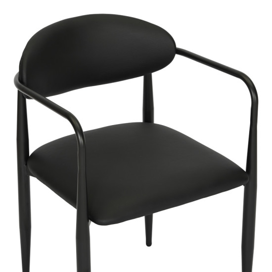 Πολυθρόνα Kalone pu σε μαύρη απόχρωση 56x55x78εκ - 2τμχ. **