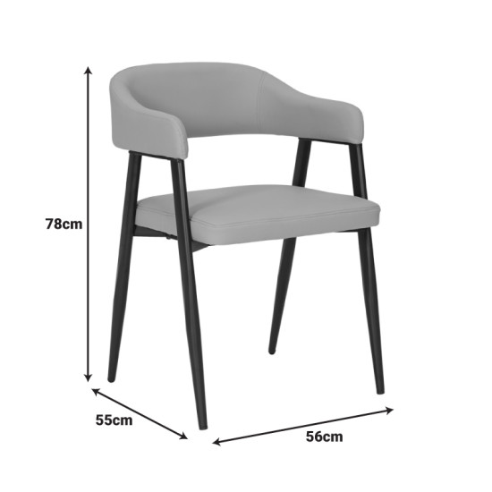 Πολυθρόνα Sezan pu σε μαύρη απόχρωση 56x55x78εκ - 2τμχ. **
