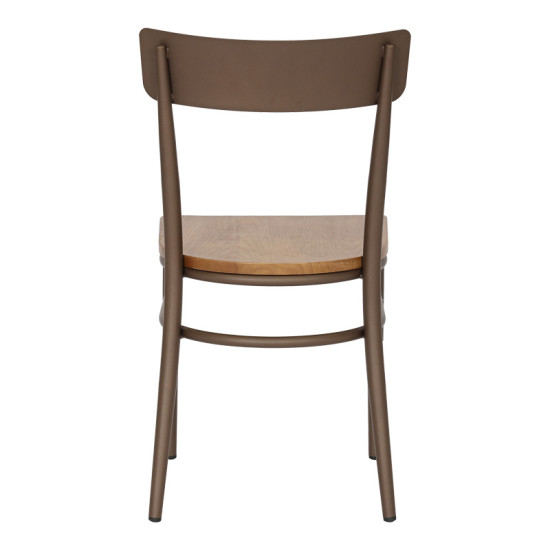 Καρέκλα Zerca σκελετός καφέ μέταλλο με rubberwood σε φυσική απόχρωση 49x44x82εκ - 2τμχ. ** Καρέκλα Zerca σκελετός καφέ μέταλλο με rubberwood σε φυσική απόχρωση 49x44x82εκ - 2τμχ. **