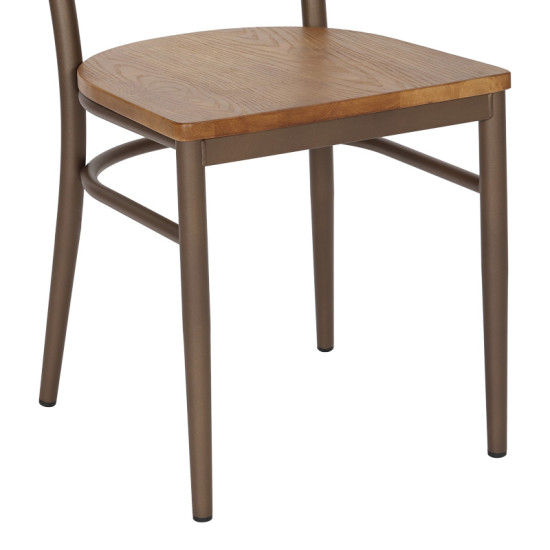 Καρέκλα Zerca σκελετός καφέ μέταλλο με rubberwood σε φυσική απόχρωση 49x44x82εκ - 2τμχ. ** Καρέκλα Zerca σκελετός καφέ μέταλλο με rubberwood σε φυσική απόχρωση 49x44x82εκ - 2τμχ. **