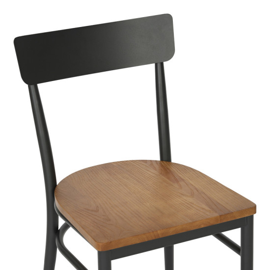 Καρέκλα Zerca σκελετός ανθρακί μέταλλο με rubberwood σε φυσική απόχρωση 49x44x82εκ - 2τμχ. ** Καρέκλα Zerca σκελετός ανθρακί μέταλλο με rubberwood σε φυσική απόχρωση 49x44x82εκ - 2τμχ. **