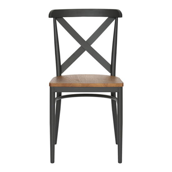 Καρέκλα Ferona σκελετός ανθρακί μέταλλο με rubberwood σε φυσική απόχρωση 52.5x44.5x84εκ - 2τμχ. ** Καρέκλα Ferona σκελετός ανθρακί μέταλλο με rubberwood σε φυσική απόχρωση 52.5x44.5x84εκ - 2τμχ. **