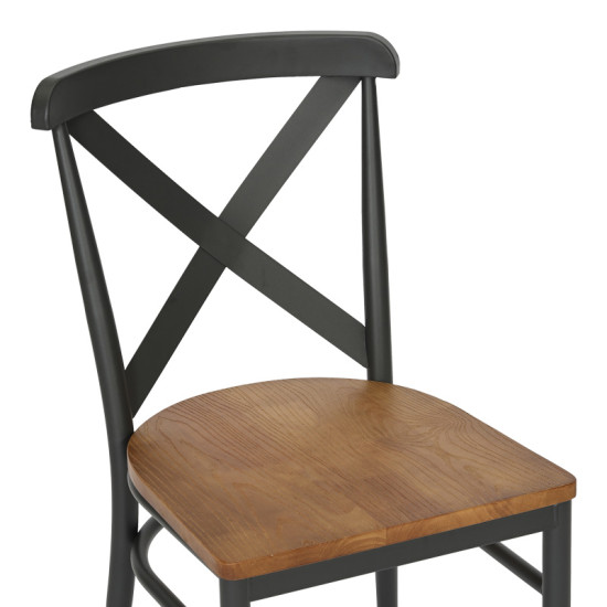 Καρέκλα Ferona σκελετός ανθρακί μέταλλο με rubberwood σε φυσική απόχρωση 52.5x44.5x84εκ - 2τμχ. ** Καρέκλα Ferona σκελετός ανθρακί μέταλλο με rubberwood σε φυσική απόχρωση 52.5x44.5x84εκ - 2τμχ. **