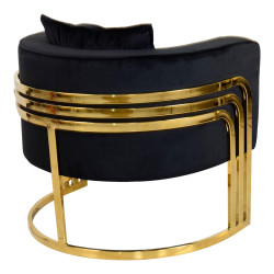 Πολυθρόνα Roblu χρυσό μέταλλο και βελούδο σε μαύρη απόχρωση 72x77.4x70εκ **