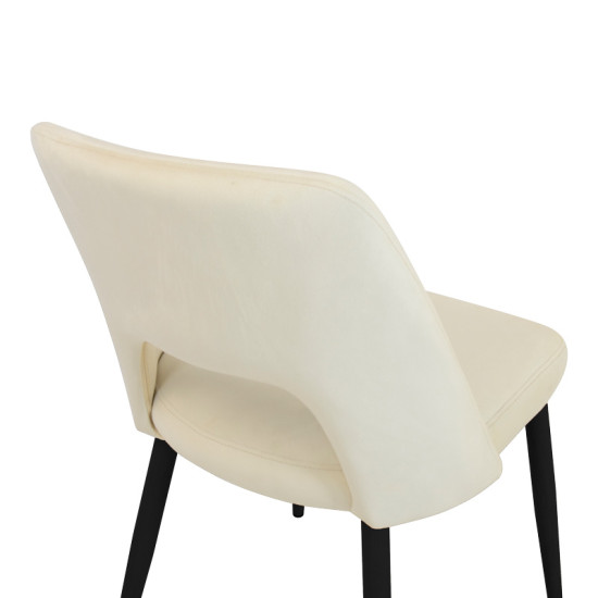 Καρέκλα Murde μπεζ βελούδο και μεταλλικά πόδια σε μαύρη απόχρωση 48.5x61x89εκ **