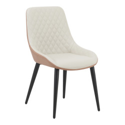 Καρέκλα Komme μπεζ-καφέ pu με πόδι μαύρο μέταλλο 49x57x84εκ **