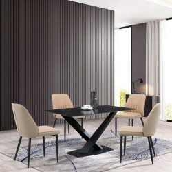 Καρέκλα Onyer καφέ-γκρι pu με πόδι μαύρο μέταλλο 48x60x83εκ **