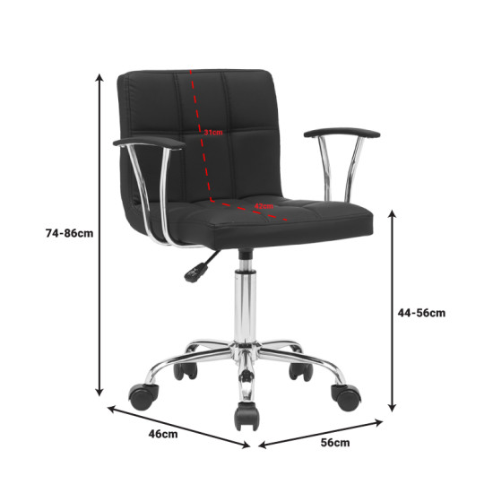Καρέκλα γραφείου Buleco pu σε μαύρη απόχρωση 56x46x74-86εκ **
