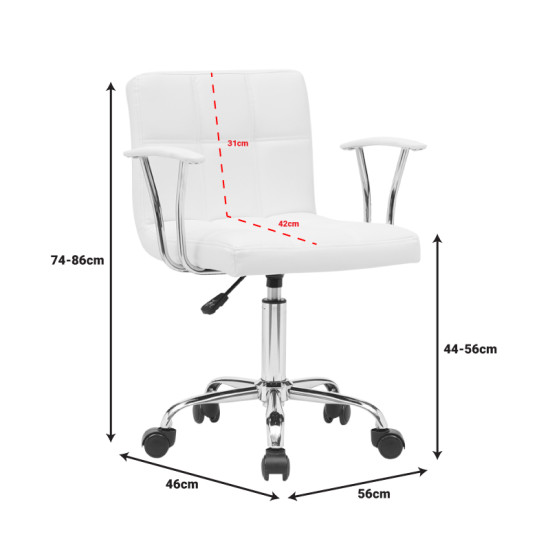 Καρέκλα γραφείου Buleco pu σε λευκή απόχρωση 56x46x74-86εκ **