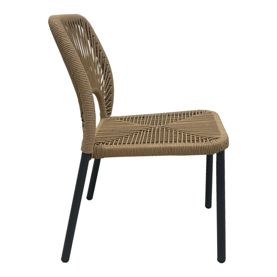 Καρέκλα αλουμινίου Norture στοιβαζόμενη ανθρακί σκελετός-pe rattan σε φυσική απόχρωση 46.5x63x82εκ **