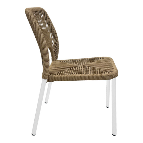 Καρέκλα αλουμινίου Norture στοιβαζόμενη λευκός σκελετός-pe rattan σε φυσική απόχρωση 46.5x63x82εκ **