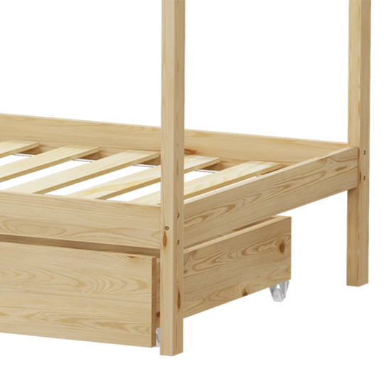 Παιδικό κρεβάτι Mellin τ.Montessori με 2 συρτάρια ξύλο πεύκου σε φυσική απόχρωση 90x190εκ **