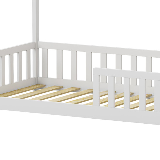 Παιδικό κρεβάτι Callan τ.Montessori με κιγκλίδωμα ξύλο πεύκου σε λευκή απόχρωση 90x190εκ **