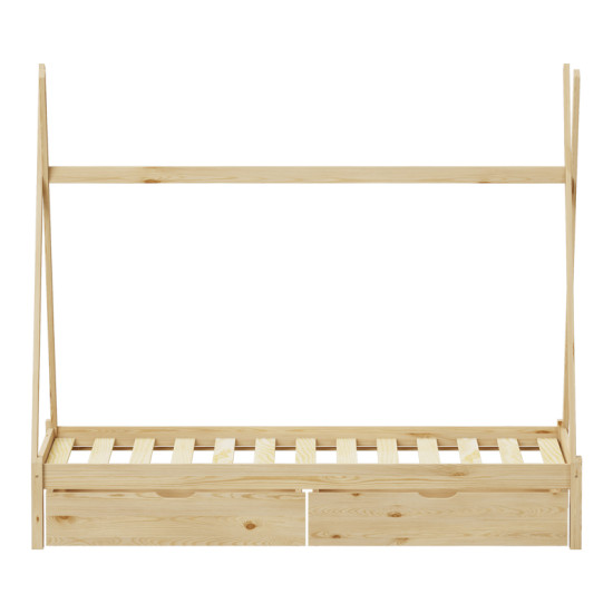 Παιδικό κρεβάτι Lalitto τ.Montessori με 2 συρτάρια τ.Montessori  ξύλο πεύκου σε φυσική απόχρωση 90x190εκ **