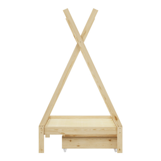 Παιδικό κρεβάτι Lalitto τ.Montessori με 2 συρτάρια τ.Montessori  ξύλο πεύκου σε φυσική απόχρωση 90x190εκ **