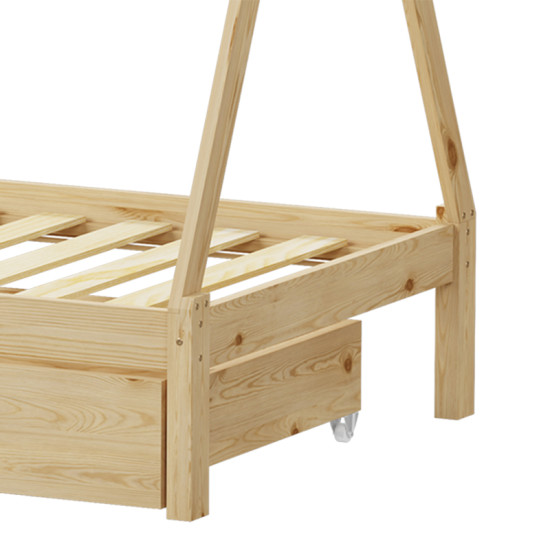 Παιδικό κρεβάτι Lalitto τ.Montessori με 2 συρτάρια τ.Montessori  ξύλο πεύκου σε φυσική απόχρωση 90x190εκ **