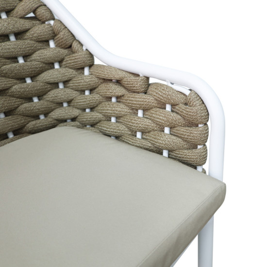 Σκαμπό μπαρ Zuki αλουμίνιο με λευκό σκελετό-φυσικό σχοινί 55x54x109εκ **