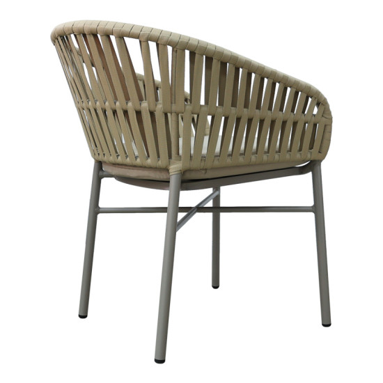 Πολυθρόνα Frama αλουμίνιο-pe σχοινί σε καφε απόχρωση και μαξιλάρι 57x60x78εκ **