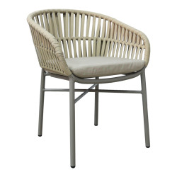 Πολυθρόνα Frama αλουμίνιο-pe σχοινί σε καφε απόχρωση και μαξιλάρι 57x60x78εκ **