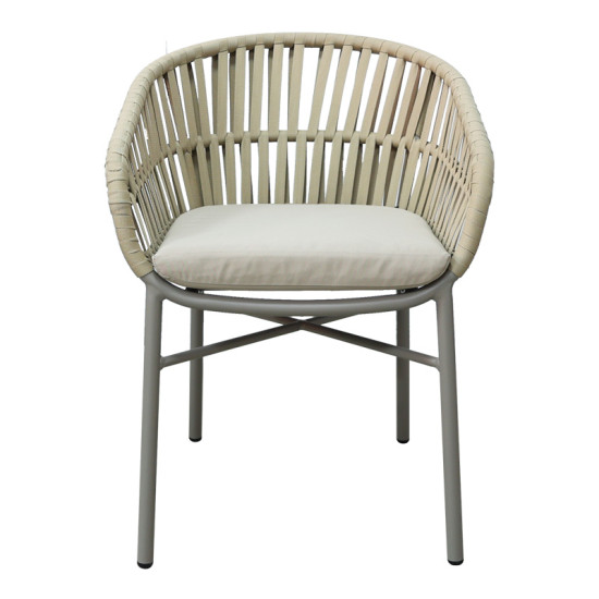 Πολυθρόνα Frama αλουμίνιο-pe σχοινί σε καφε απόχρωση και μαξιλάρι 57x60x78εκ **