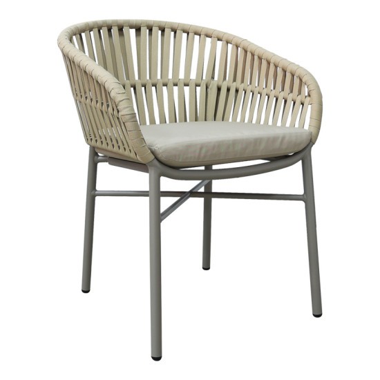 Πολυθρόνα Frama αλουμίνιο-pe σχοινί σε καφε απόχρωση και μαξιλάρι 57x60x78εκ **