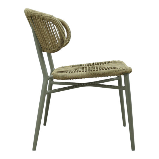 Καρέκλα στοιβαζόμενη Agus αλουμίνιο καφέ-pe rattan σε φυσική απόχρωση 55x63x77εκ **