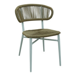 Καρέκλα στοιβαζόμενη Agus αλουμίνιο σε λευκό- pe rattan σε φυσική απόχρωση 55x63x77εκ **