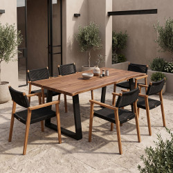 Miles  dining table solid acacia wood walnut 200x100x76cm **
