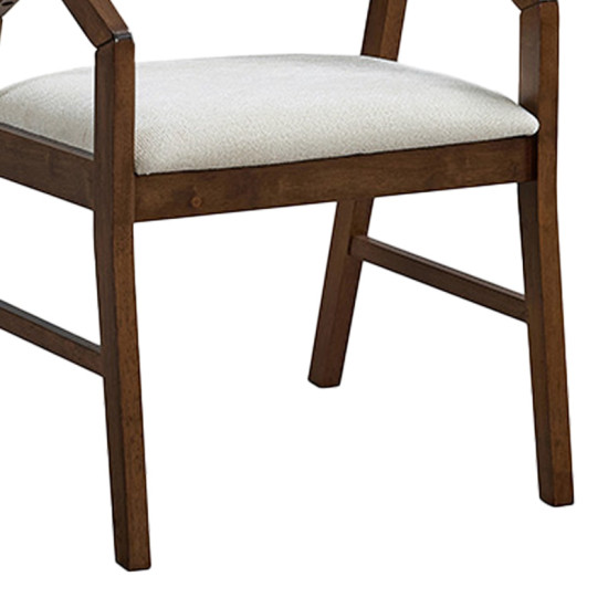 Πολυθρόνα Livia rubberwood σε καρυδί-εκρού απόχρωση 47.5x54.5x78εκ - 2τμχ. **
