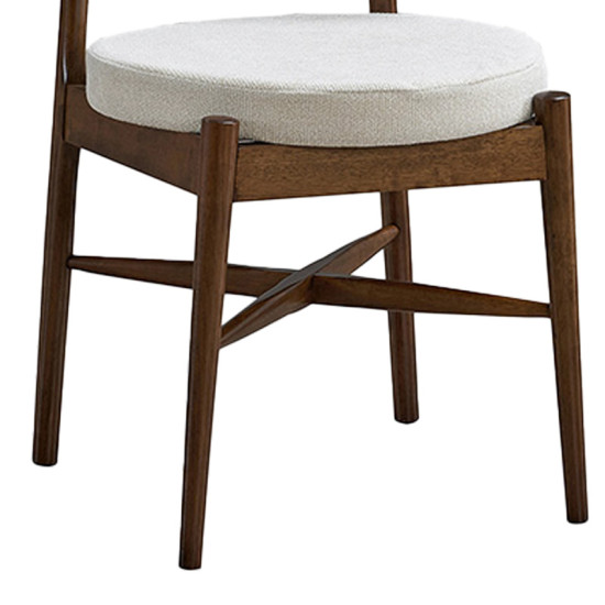 Καρέκλα Raudi rubberwood σε καρυδί-εκρού απόχρωση 45.5x45.5x81εκ - 2τμχ. **