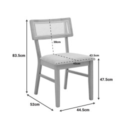 Καρέκλα Raffles rubberwood με pe rattan και γκρι μπεζ ύφασμα 47x48x83.5εκ - 2τμχ. **