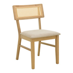 Καρέκλα Raffles rubberwood με pe rattan και γκρι μπεζ ύφασμα 47x48x83.5εκ - 2τμχ. **