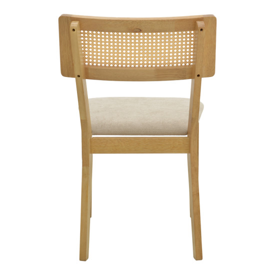 Καρέκλα Raffles rubberwood με pe rattan και γκρι μπεζ ύφασμα 47x48x83.5εκ - 2τμχ. **